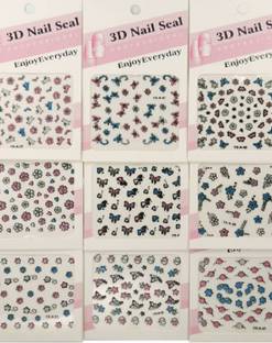CartKing 3D 10 Nail Art Stickers With Floral Design & Self Adhesive Perfect Nail Decoration with Manicure For Women