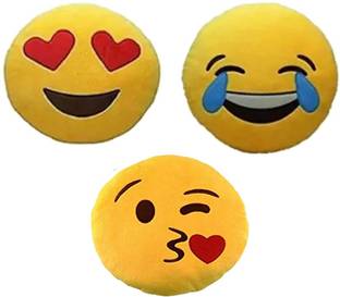 Awesome Look Cotton Cushion Pack of 3 Smiley Emoji Pillow