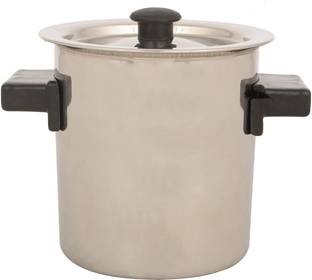 Kanpra Milk Boiler Safe Warmer Silver Stainless Steel Cookware - 1 Ltr Pot 13 cm diameter 1 L capacity with Lid