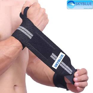 SKYBLUE Weight Lifting, Training Gym Straps with Thumb Support Grip Gloves Wrist Support