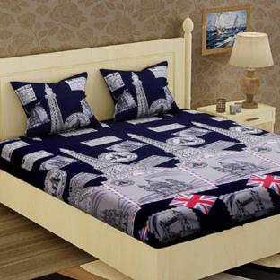 Home Garage 141 TC Microfiber Double 3D Printed Flat Bedsheet