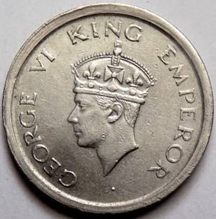 Hariom 1947 # 1 Rs. GEORGE VI KING EMPEROR NICKEL Modern Coin Collection
