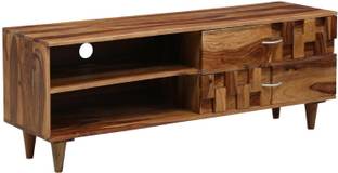 pipercrafts Rustic Teak Solid Wood TV Entertainment Unit