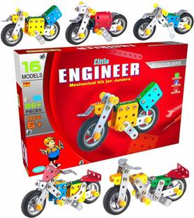 ivee international Little Engineer Dhoom Bike Mechanical Kit for Kids - Building Blocks and Models Construction 16 Model and 86+ Piece