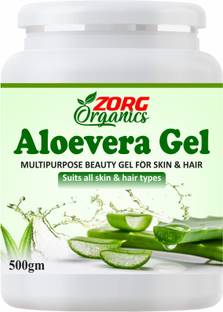 Zorg Organics Pure Natural Aloe Vera Gel (500 Gram) - Ideal for Skin Treatment, Face, Acne Scars, Hair Treatment