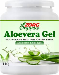 Zorg Organics Pure Natural Raw Aloe Vera Gel ( 1KG ) - Ideal for Skin Care, Face, Acne Scars, Hair Treatment