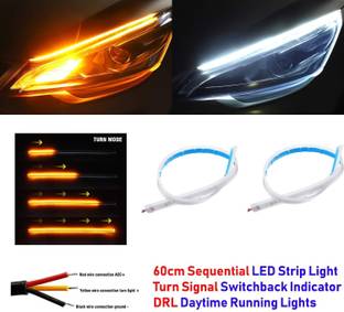 AutoBizarre White Flow LED Sequential Audi Style Daytime Running Lights Stick-on Above Headlamp Car Fancy Lights