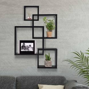 Eco Handicrafts Wooden Beautiful Fancy Wall Shelves and wall Rack shelf and wall shelf for living room ( Number of Shelves 3, Black ) Wooden Wall Shelf
