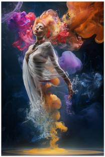 god & god's 45.72 cm Canvas Beautiful Mermaid HD Digital Print Self Adhesive Sticker