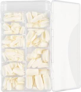 SKINPLUS Nail Tips,500pcs Acrylic False Nails Long Square Fake Nail Tips, 10 Sizes White