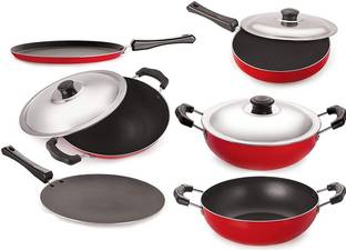 NIRLON Non-Stick Chemical Free Combo Kitchen Cooking Item Set Non-Stick Coated Cookware Set
