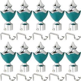 Bzcarts Light Blue Rod Rail Bracket, Curtain Knobs Metal