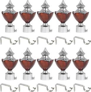Bzcarts Brown Curtain Knobs, Rod Rail Bracket Metal