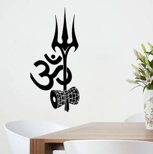 Asmi Collections 75 cm Shiva Om Trishul Damroo Self Adhesive Sticker