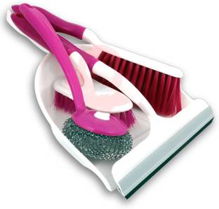 Shopper52 Set of 5 pcs Broom Brush Set with Dustpan and Wiper Cleaning Set for Home Office and Car - 5PCBROOMSET Duster, Cleaning Brush, Broom, Cleaning Wipe, Floor Wiper