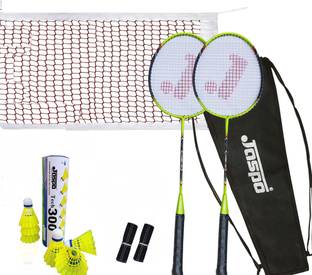Jaspo Cosmo 100 JOINTLESS Pro Combo With Nylon Shuttle, Grip and Net Badminton Kit