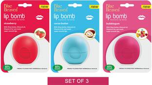 BLUE HEAVEN Lip Bomb - Cocoa Butter, Strawberry & Bubble Gum Lip Balm Cocoa Butter, Bubble Gum & Strawberry