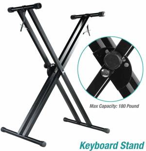 Techtest Piano Keyboard Stand X Type Adjustable Dual Braced Legs with Locking Strap Keyboard Stand