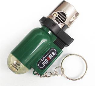 ASRAW Refillable Cylindrical Shaped Windproof Jet Flame Lighter with Fixed Fire Switch ( Green ) (Without Fuel - Empty Lighter) Pocket Lighter