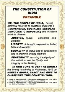 THE CONSTITUTION OF INDIA PREAMBLE in English UV Textured Wall Poster un framed (Rolled) Paper Print