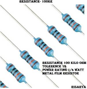 RISARYA 100K-OHM RESISTANCE, MFR,1%,1/4 W Fixed Resistor