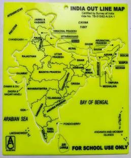 clipper Plastic India Map Stencil (19 cm x 15.5 cm x 0.5 cm(Yellow) 1 Piece Plastic Map Stencil (19 cm x 15.5 cm x 0.5 cm) Yellow 1 Piece Map Stencil