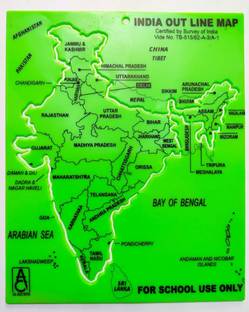 clipper INDIA MAP STENCIL Plastic Map Stencil (19 cm x 15.5 cm x 0.5 cm Green) 1 Piece Map Stencil