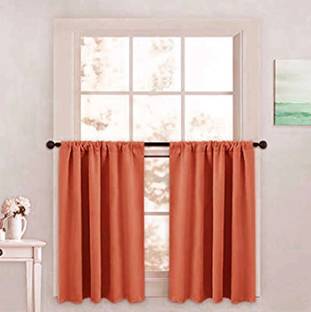 COMFY HOME 91.44 cm (3 ft) Window Silk Semi Transparent Curtain (Pack Of 2)
