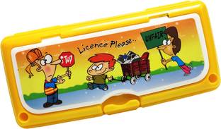 Gift Collection Hi Class Stationary Set- Dark Yellow Cartoon Art Plastic Pencil Box