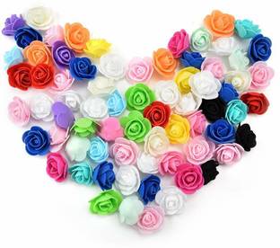 Royal Villa Multicolor Rose Artificial Flower (1.2 inch, Pack of 50) Multicolor Rose Artificial Flower