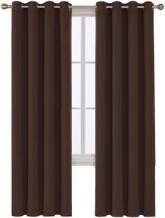 COMFY HOME 274.3 cm (9 ft) Silk Blackout Long Door Curtain (Pack Of 2)