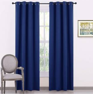 COMFY HOME 243.8 cm (8 ft) Long Door Silk Blackout Curtain (Pack Of 2)