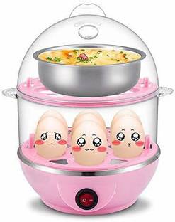 OnisHomes Multi-Function Electric 2 Layer Egg Boiler Cooker & Steamer, Egg Boiler Electric Automatic Off with Egg Cutter Slicer Egg Cooker