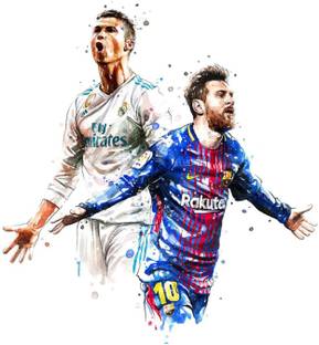 DivineDesigns 61 cm Ronaldo with Messi Self Adhesive Sticker