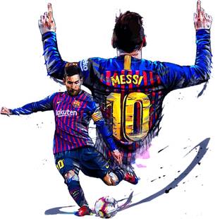 DivineDesigns 61 cm Messi Illustration Wall Sticker Self Adhesive Sticker