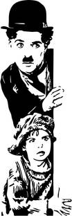 DivineDesigns 28 cm Charlie Chaplin with Boys Self Adhesive Sticker