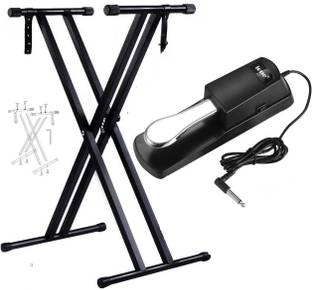 Techtest Keyboard Stand Adjustable Piano Stand for 61 Keys Universal Instrument Accessories Double Braced X-Style with Sustain Pedal for Keyboard, Keyboard Musical Instrument Stand, Yamaha Keyboard Stand, Piano Stand, Piano Keyboard Stand, Musical Instrument Stand, Keyboard Musical Stand, Keyboard Sustain Pedal, Piano Keyboard Casio, Casio Stand, Double Keyboard Stand, Sustain Pedal, Keyboard Pedal, Piano Pedal, Keyboard Stand