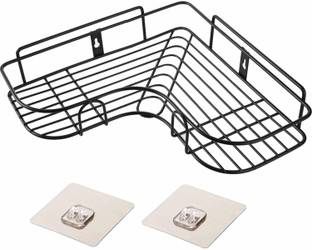 GeTrex Stainless Steel Wall Mounted Bathroom Shower Corner Self Organizer Storage Wall Hanging Shower Caddy Rack Steel Wall Shelf