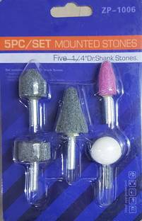 Inditrust 5 Pcs 1/4" Shank Mounted Stones for Dremel and Other Rotary Bit Set Shank Rotary shank bit set Rotary Tool Reli Rotary Bit Set
