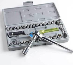 UZANI 40 in 1 Pcs Wrench Tool Kit & Screwdriver and Socket Set Automobile Motorcycle Tool Box Set Socket Wrench Sleeve Suit Hardware Auto Car Repair Tools Socket Wrenches Socket Set (Pack of 1) Socket Set