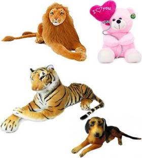 Khatu shyam Premium Quality Babbar Sher Teddy Dog And Tiger Combo  - 32 cm