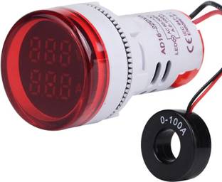 brow Voltmeter Ammeter AC 50-500V 0-100A Dual LED Indicator Light 22 mm (Red) Voltmeter