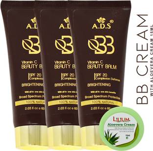 ads Vitamin C Brightning BB Cream-A1674-Pack of 3 with Lilium Aloevera Cream