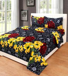 NEW FAB 144 TC Polycotton Double Floral Flat Bedsheet