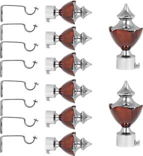 Bzcarts Brown Rod Rail Bracket, Curtain Knobs, Curtain Hooks Metal