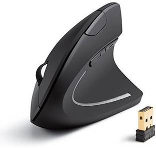 microware Wireless Mouse 2.4Ghz Game Ergonomic Design Vertical Mouse 1600Dpi USB Mice Black Wireless Ambidextrous Optical  Gaming Mouse