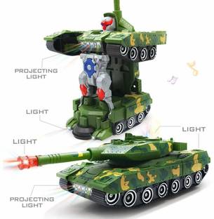TRUVENDOR ENTERPRISES Deformation Combat Electronic Robot Car Tank Deformation Robot Toy with Light, Music and Bump Function (Tank Robot) Toys for Boys/Toddlers/Kids