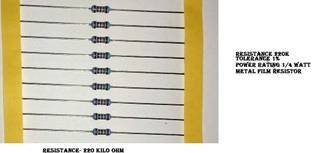RISARYA 220K-OHM RESISTANCE,MFR,1%,1/4 W,FIXED RESISTOR() Fixed Resistor