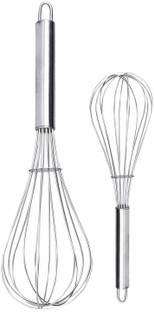 Petals Stainless Steel Egg Whisk Cake Batter Whisker 25cm & 20cm, 2-Pieces Set Steel Balloon Whisk
