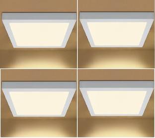 D'Mak 15 Watt LED Warm-White Square Surface Panel Lights (Pack of 4) Ceiling Light Ceiling Lamp